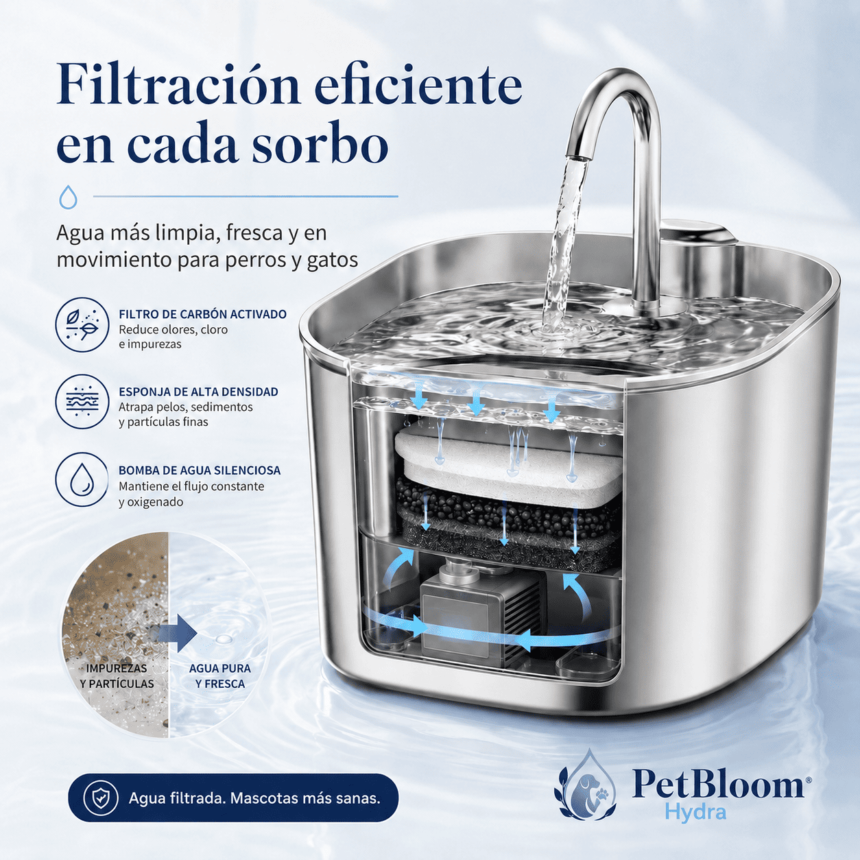 Despiece de la fuente PetBloom Hydra